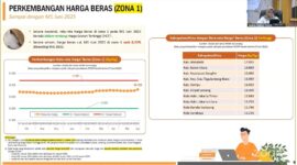 Data perkembangan harga beras di zona 1 pada pekan pertama Juni 2025 milik Badan Pusat Statistik (BPS). (Foto: Tangkapan Layar YouTube Kemendagri)