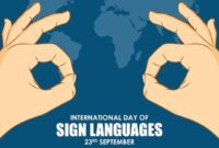 Ilustrasi poster Hari Bahasa Isyarat Internasional yang diperingati setiap tanggal 23 September (Foto: Freepik)