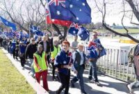 Aksi protes anti imigrasi di Canberra, Australia (Foto: X - Pauline Hanson)