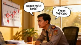 Ilustrasi Anggota PPPK yang bertanya kapan akan mulai bekerja, dan kapan gajinya akan cair? (Silva Aprilia/Pojoksatu.id)