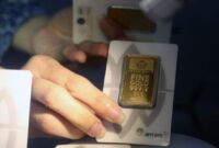 Emas yang dijual di Butik Emas Logam Mulia PT Aneka Tambang Tbk (Antam). Photo : Antara