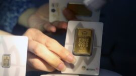 Emas yang dijual di Butik Emas Logam Mulia PT Aneka Tambang Tbk (Antam). Photo : Antara