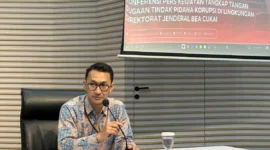 Juru Bicara Komisi Pemberantasan Korupsi Budi Prasetyo. Saat memberikan keterangan mengenai kasus dugaan suap dan gratifikasi terkait importasi barang KW pada lingkungan Direktorat Jenderal Bea dan Cukai Kementerian Keuangan, beberapa waktu yang lalu. 