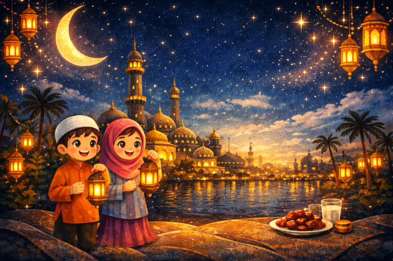 Ilustrasi Suasana Bulan Suci Ramadan