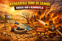 Ilustrasi Kekeringan dan Karhutla. 