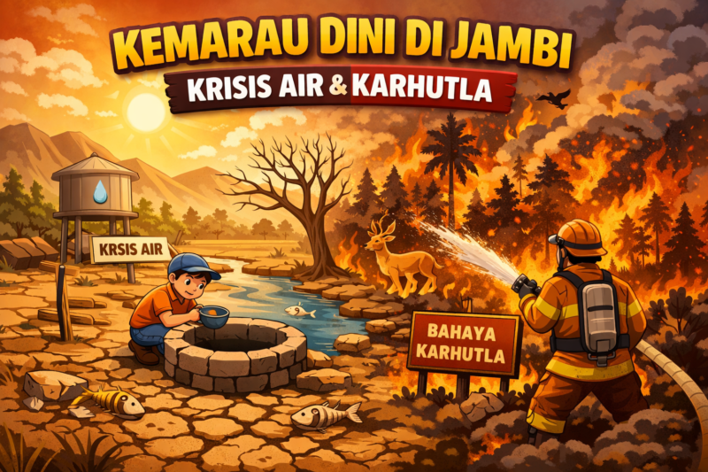 Ilustrasi Kekeringan dan Karhutla. 