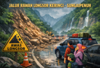 Ilustrasi longgsor di jalur Mudik Kerinci - Sungaipenuh