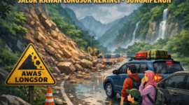 Ilustrasi longgsor di jalur Mudik Kerinci - Sungaipenuh