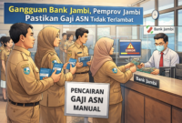 Ilustrasi ASN Pemprov Jambi melakukan penarikan gaji secara manual.