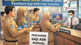 Ilustrasi ASN Pemprov Jambi melakukan penarikan gaji secara manual. 
