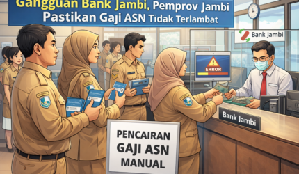 Ilustrasi ASN Pemprov Jambi melakukan penarikan gaji secara manual.