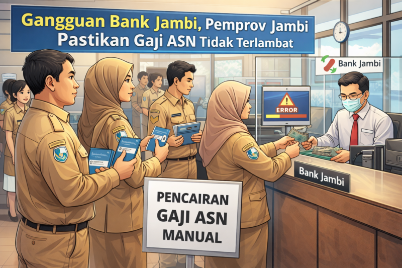 Ilustrasi ASN Pemprov Jambi melakukan penarikan gaji secara manual. 