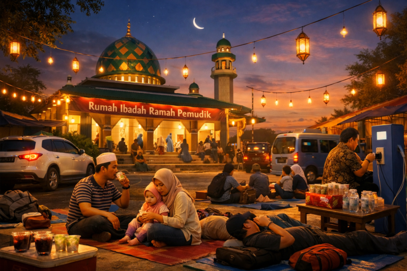 Ilustrasi Masjid Ramah Pemudik. 