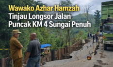 Wawako Azhar Hamzah Tinjau Longsor Jalan Puncak KM 4 Sungai Penuh