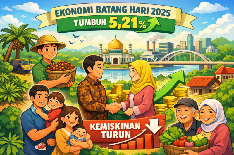 Ilustrasi Ekonomi Batang Hari 2025 Tumbuh 5,21 Persen. 